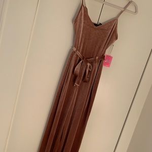 Velour Blush Pink Jumpsuit - NEW WITH TAGS
